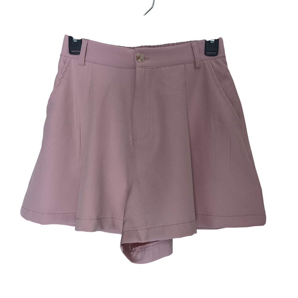 S.Christina Pleated High Waisted Shorts Womens S/M Mauve Pink Flowy Rayon Pocket